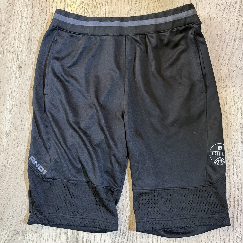And1 Mens Shorts Basketball Gym Core 10" Inseam Large Black Legandary